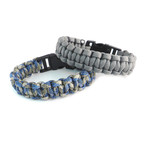 Paracord Snap Buckle Bracelet // Set of 2 (Black + Blue)