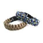 Paracord Snap Buckle Bracelet // Set of 2 (Black + Blue)