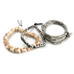 Paracord Bone + Horn Bead Bracelet // Set of 3