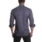 Jared Lang // Small Gingham Button-Up Shirt // Purple (L)