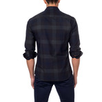 Jared Lang // Shadow Plaid Button-Up Shirt // Navy + Grey (2XL)