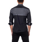 Plaid Inset Button-Up Shirt // Grey + Black (XL)