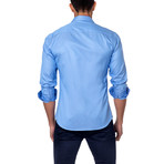 Jared Lang // Stitch Front Button-Up Shirt // Blue (M)