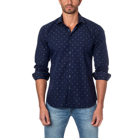 Gradient Drops Button-Up Shirt // Navy (S)