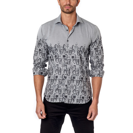 In the Crowd Button-Up Shirt // Grey (S)