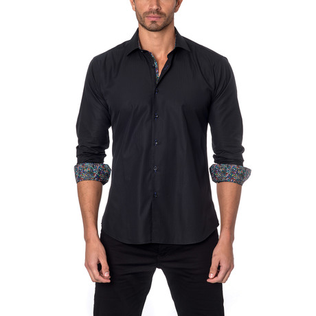 Kaleidoscope Accent Button-Up Shirt // Black (S)