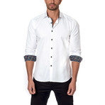 Kaleidoscope Accent Button-Up Shirt // White (L)