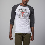 Jack of All Trades // CBGB Skull KISS Raglan // White-Black (XS)