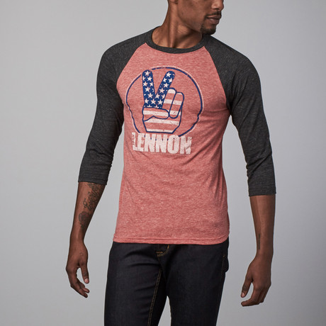 John Lennon Us Flag T-Shirt  // Grey + Onyx (XS)