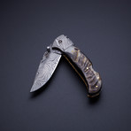 Single Blade Pocket Knife // Ram Horn Handle + Brass Liner