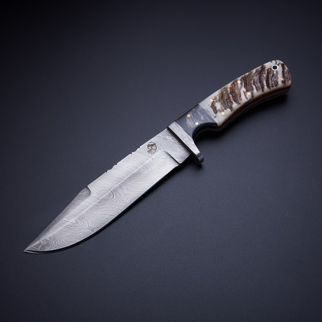 Small Bowie Knife // Ram Horn + Laminated Wood Handle