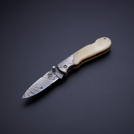 Single Blade Pocket Knife // Bone Handle + Brass Liner