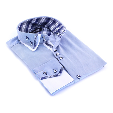 Amedeo // Reversible Button-Down Cuff Shirt // Light Grey Plaid (3XL)