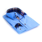 Reversible Cuff Button-Up Shirt // Medium Blue + Blue Red Checkered (S)
