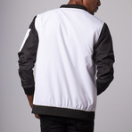 Nothin but Net // Blocked Mesh Overlay Jacket // White + Black (S)