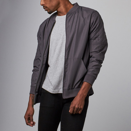 Nothin but Net // Quilted Trim Bomber Jacket // Dark Charcoal (S)