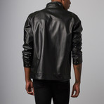 Nothin but Net // Faux Leather Snap Pocket Jacket // Black (XL)