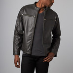 Nothin but Net // Faux Leather Zip Pocket Jacket // Charcoal (L)