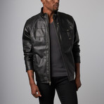 Nothin but Net // Faux Leather Exposed Zip Jacket // Black (L)