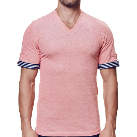 Maceoo // Short-Sleeve V-Neck // Peach (M)