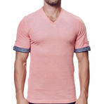 Maceoo // Short-Sleeve V-Neck // Peach (M)