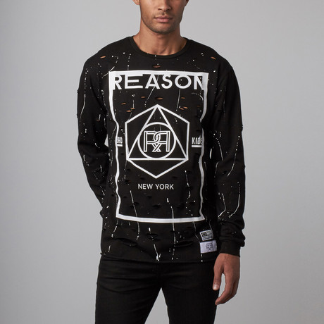 Reason // Kingston Destroyed Long-Sleeve Tee // Black (XS)