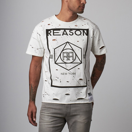 Reason // Kingston Destroyed Short-Sleeve Tee // White (XS)