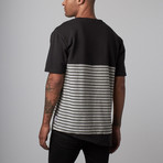 Marble + Stripes Asymmetrical Tee // Black (XS)