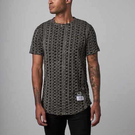 Reason // Noble Mesh Side Zip Tee // Charcoal (XS)