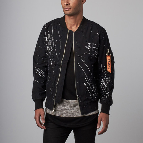 Reason // Militia Splatter Bomber Jacket  // Black (XL)