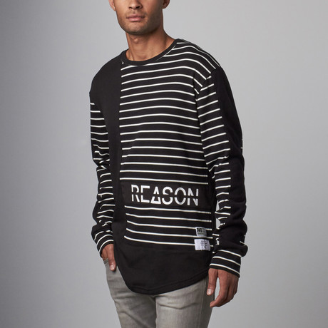 Reason // Mixed Stripe Long-Sleeve Tee // Black (XS)