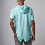 Charlie Short-Sleeve Hoodie // Teal + Purple (XS)