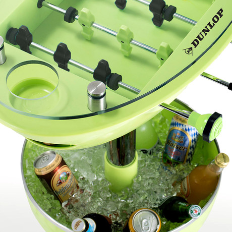 DUNLOP 2 in 1 Foosball Table Glass Top Built in Two Cup Holders & Ice Bucket 
