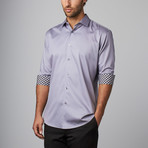 Plaid Placket Button-Up Shirt // Grey (L)