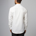 Plaid Placket Button-Up Shirt // White (L)
