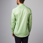 Plaid Placket Button-Up Shirt // Lime (XL)