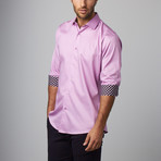 Plaid Placket Button-Up Shirt // Lavender (XL)