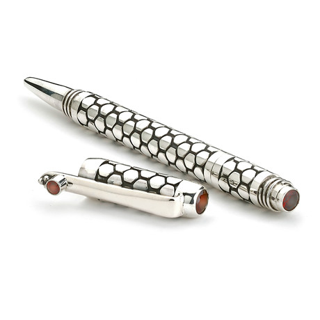 Sterling Silver Honeycomb Pen (Peridot)