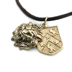 Kingsman Lion + Raven Crest Necklace (Antique Silver)