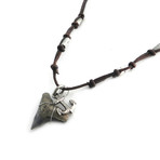 AMiGAZ // Anchor + Shark Tooth Necklace // Brown + Pewter