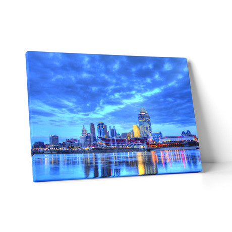 Cincinnati // Night Skyline (20"L x 30"H x 0.75"D)