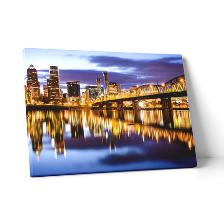 Portland // Night Skyline (20"L x 30"H x 0.75"D)