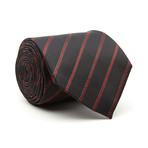 Diagonal Stripes Tie // Black + Red + White