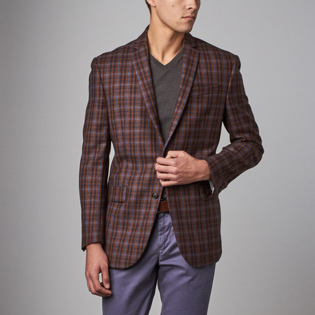 Wool Sport Coat // Pumpkin + Navy Check (US: 36S)