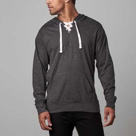 Thread Society // Hockey Lace Hoodie // Charcoal Grey (S)