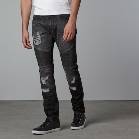 Thames Distressed Denim // Black (30WX32L)