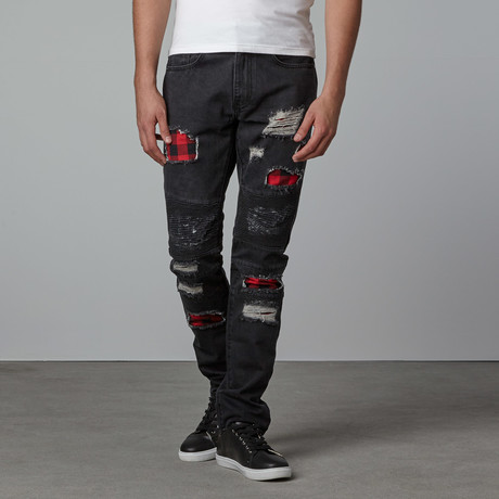 Emerson Distressed Moto Denim // Black (30WX32L)