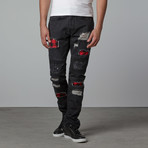 Emerson Distressed Moto Denim // Black (32WX32L)