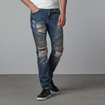 Wilkins Distressed Moto Denim // Indigo (38WX32L)