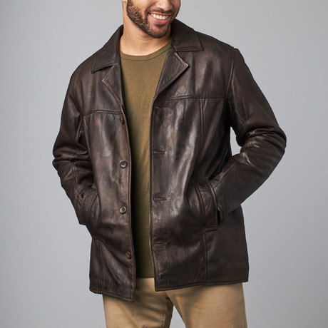 Retro Leather Jacket // Brown (XS)